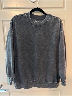 Rebellious One Washed Charcoal Gray Crewneck Sweater